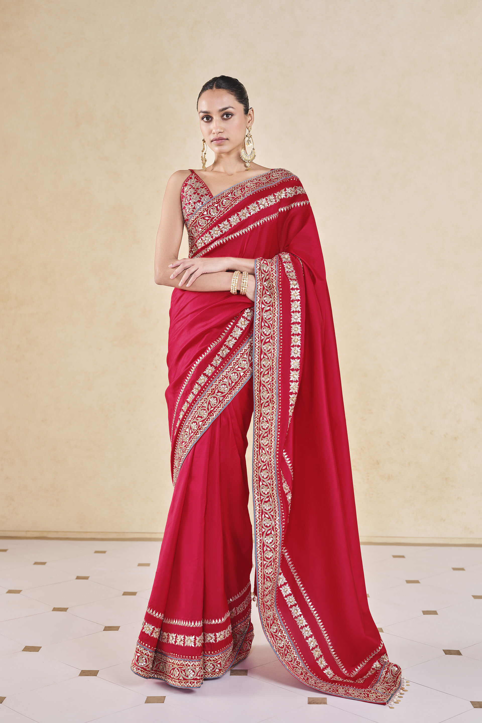 Ilham Gota Patti Silk Saree - Red